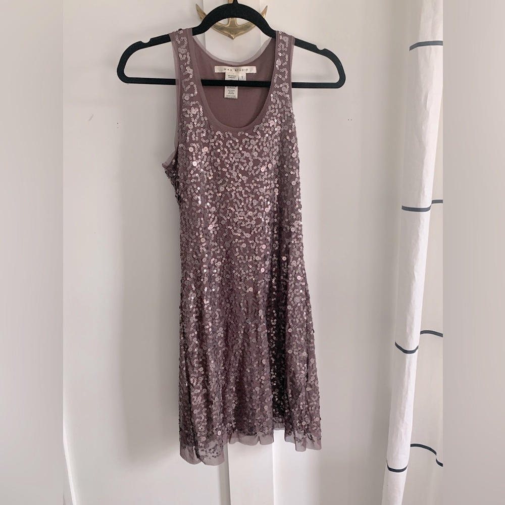 Max Studio Sequin Sleeveless Dress Purple Mauve Size Small XS
